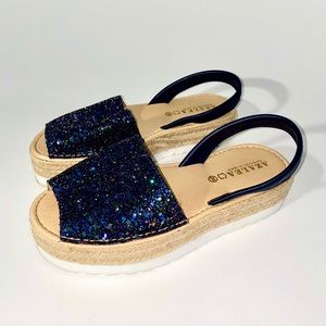 Azalea Purple Glitter Platform Sandals